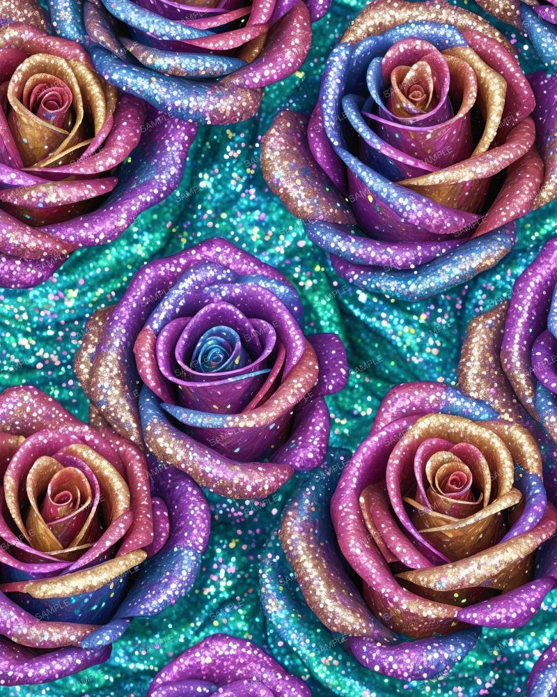 3D Iridescent Glitter Roses 42