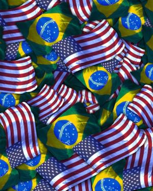 American & Brazil Flags