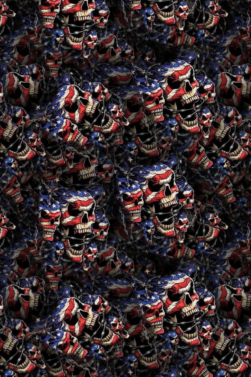 Barb Wire American Flag Skulls