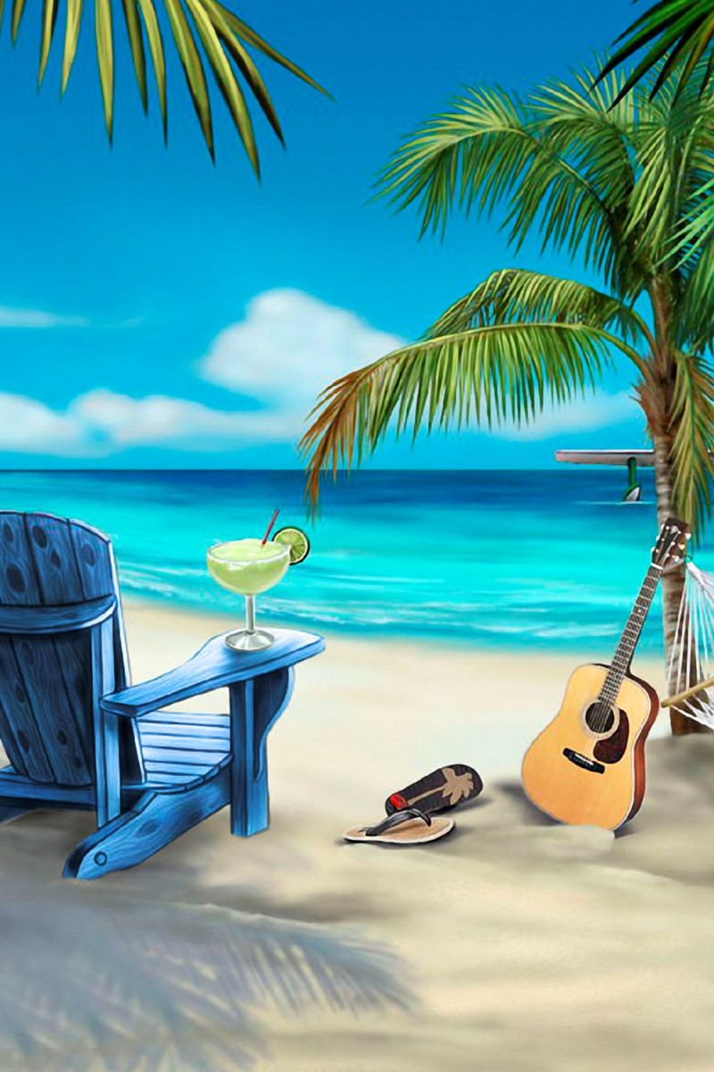Beach Scene Blue Chair