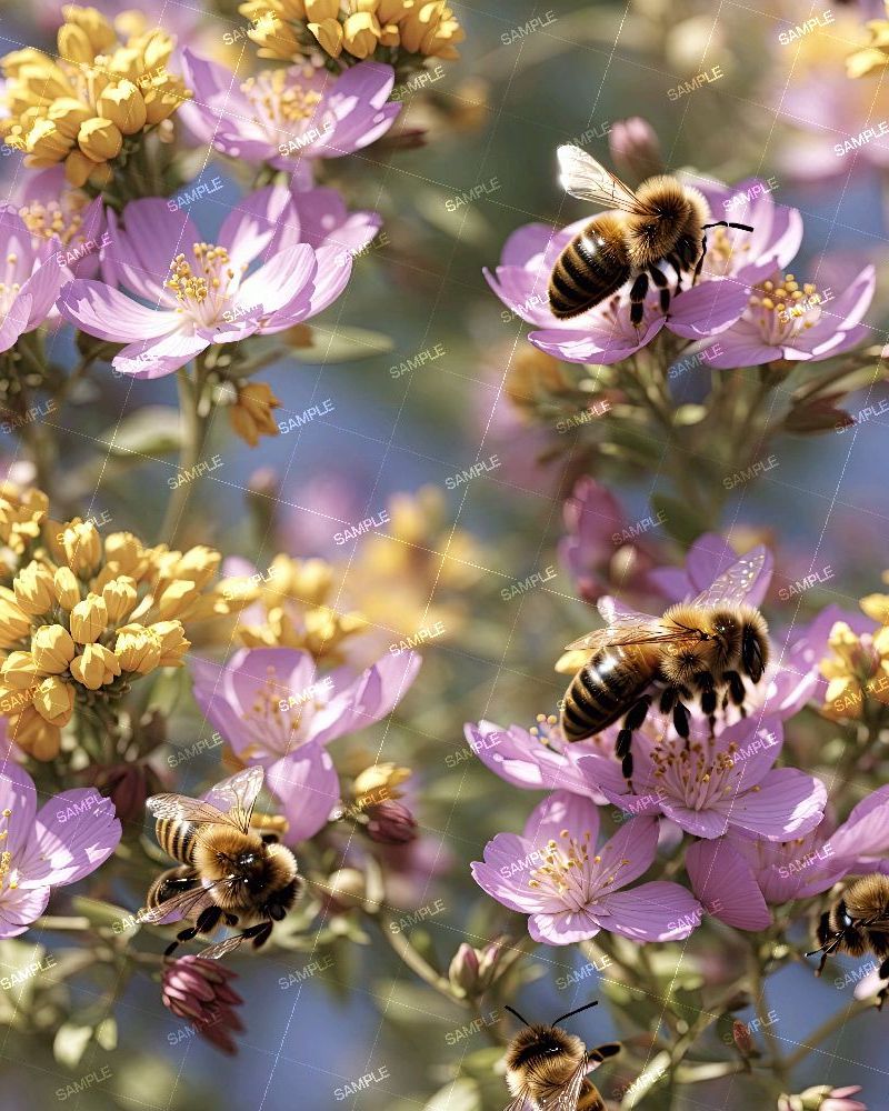 Bees Polinating Flowers