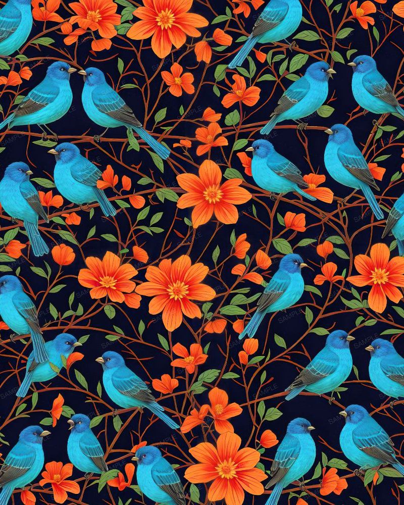Bird and Flower Wallpaper