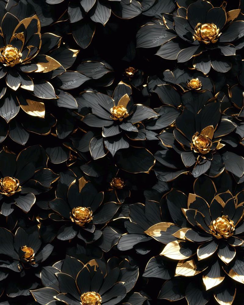 Black and Gold Lotus Flowers 42