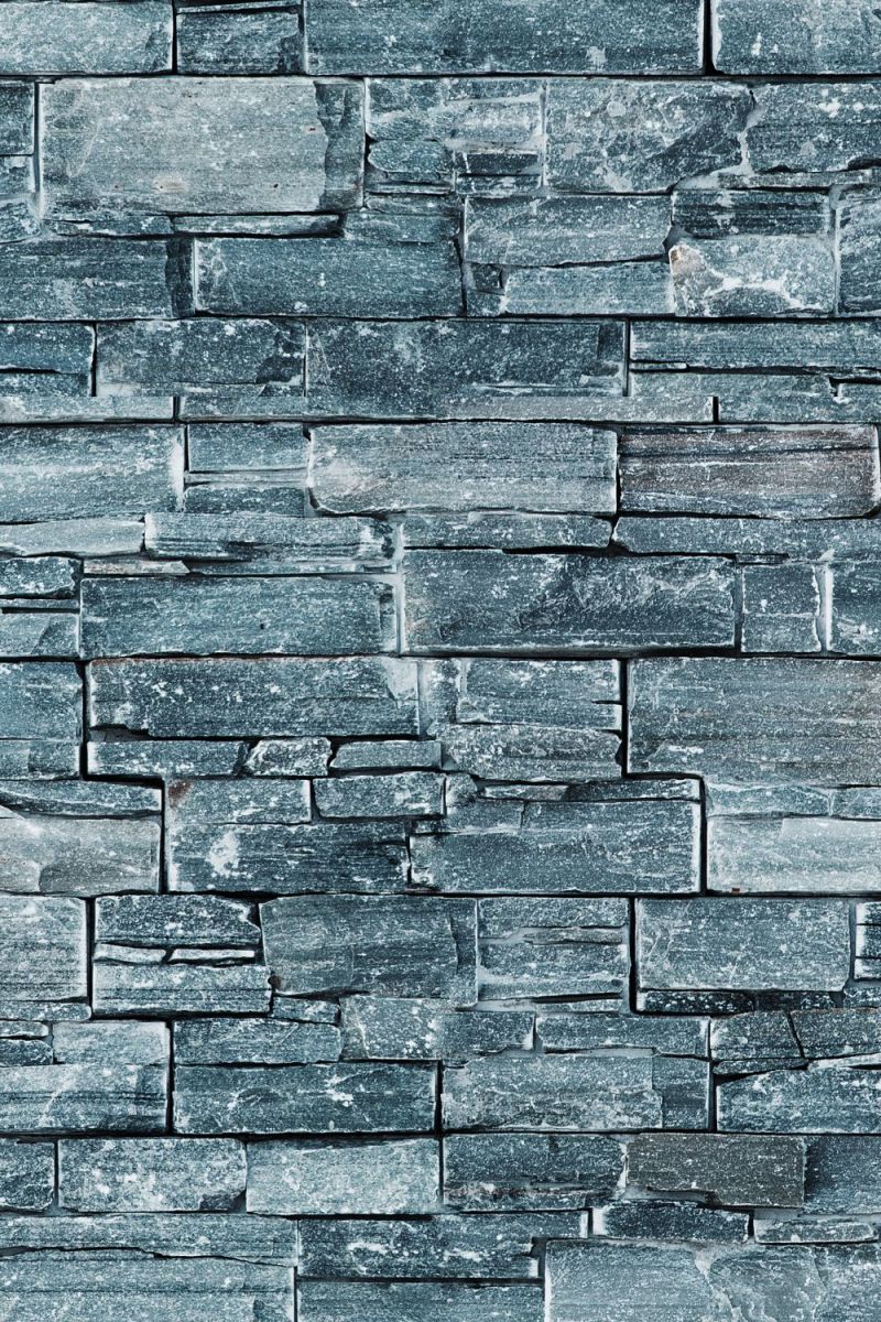 Blue Stacked Stone Wall