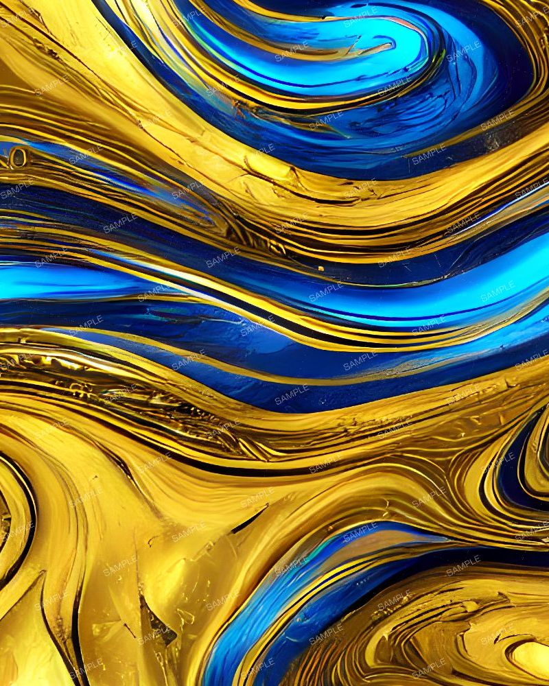 Blue and Gold Paint Swirl