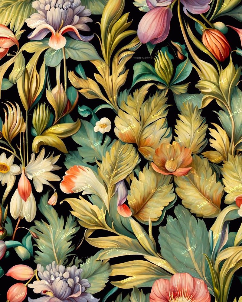 Botanical Illustration Wallpaper Pattern 45