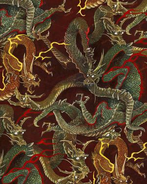 Burgundy Chinese Dragons