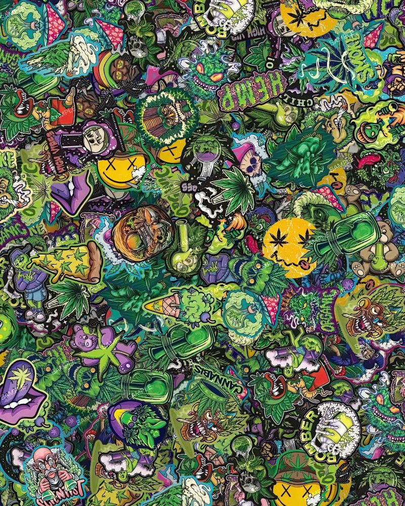 Cannabis Hemp Kush Weed Sticker Bomb