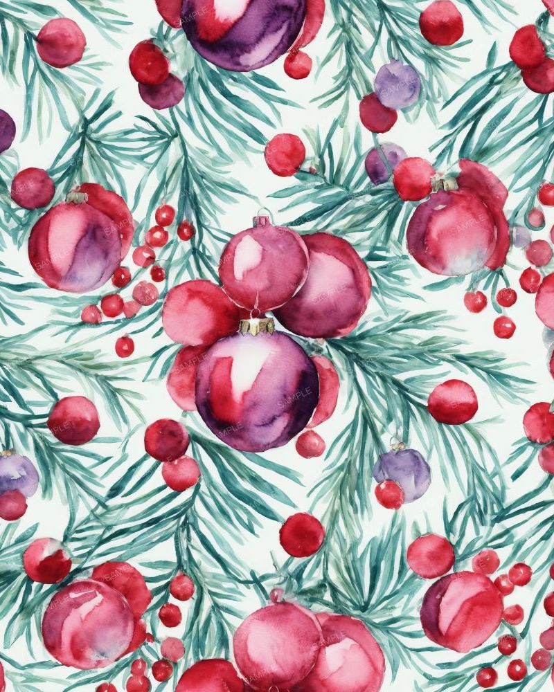 Christmas Tree Ornaments Watercolor