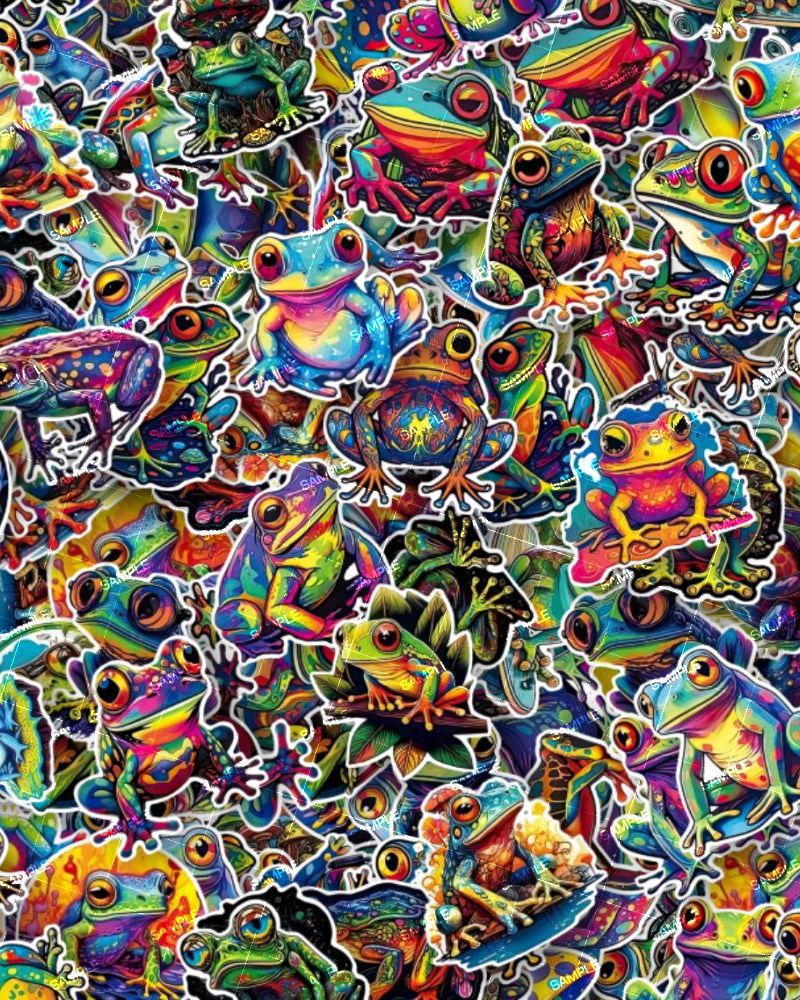 Colorful Frogs Sticker Bomb