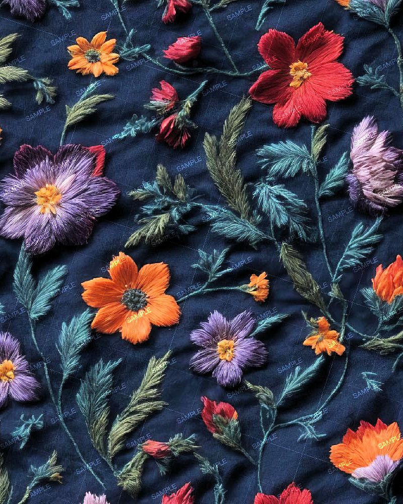 Dark Embroidered Flower Pattern