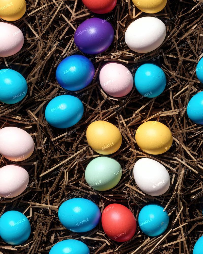 Easter Eggs Nestled in Straw