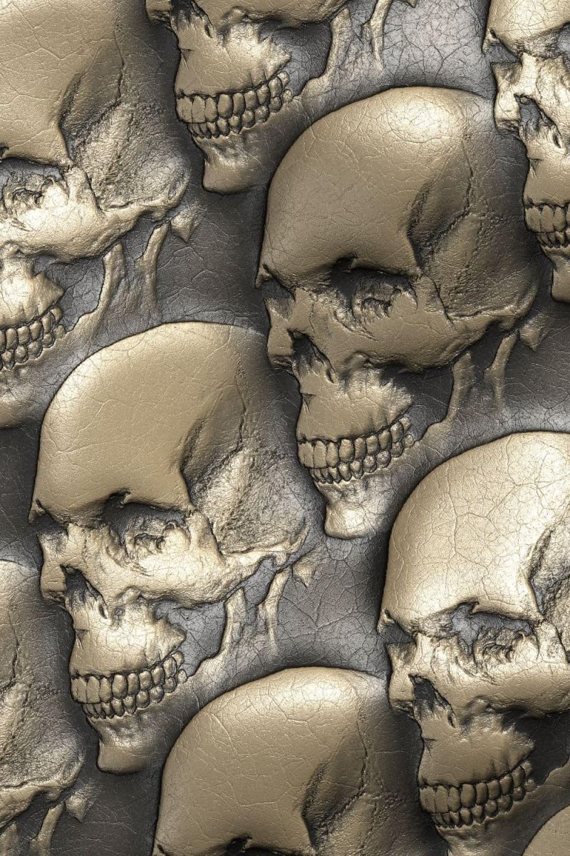 Embossed Gold Leather Skulls