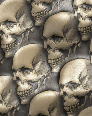 Embossed Gold Leather Skulls