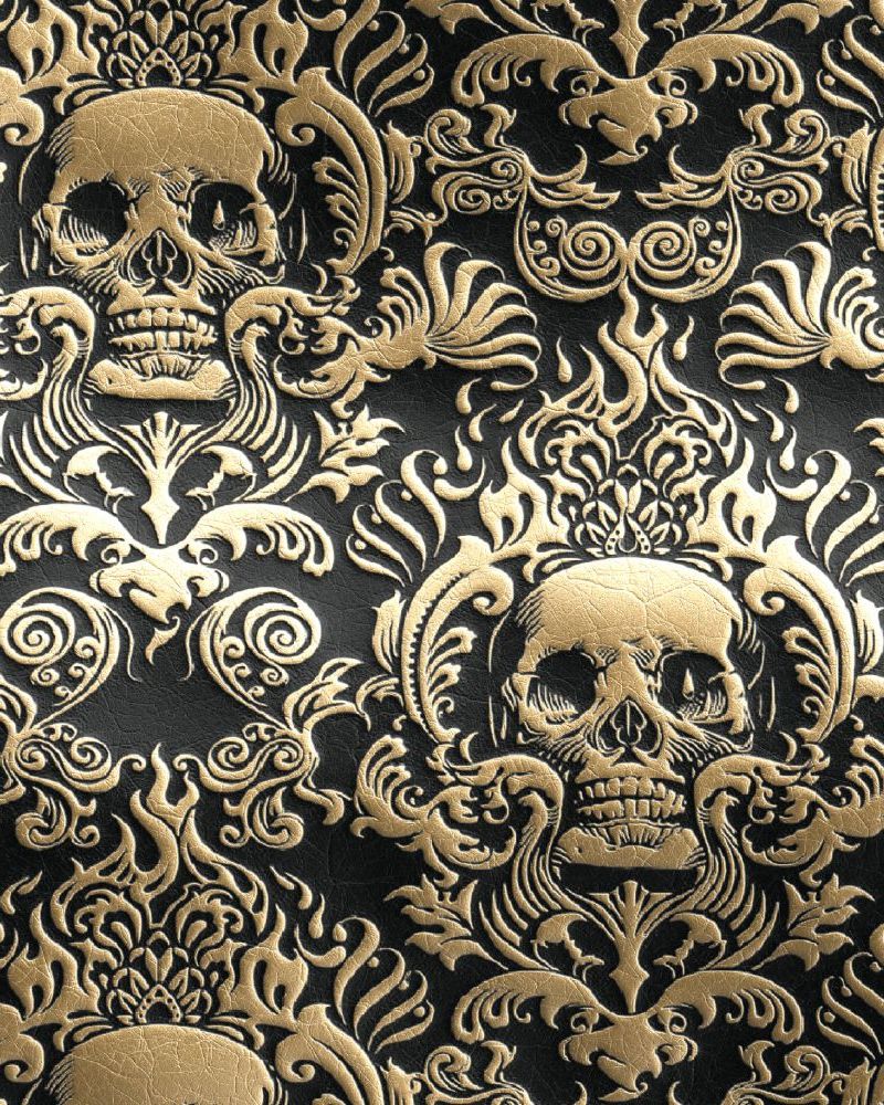 Embossed Leather Skull Damask
