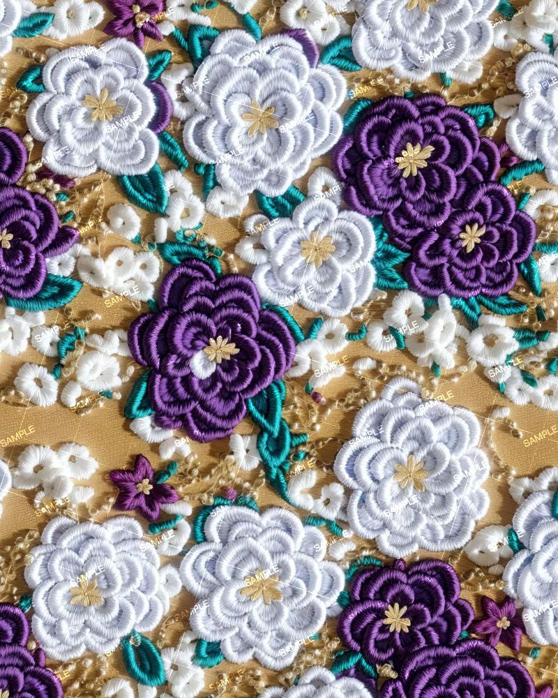 Embroidered Purple Flowers