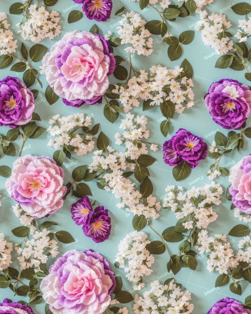 Embroidered Purple and Lilac Flowers 42