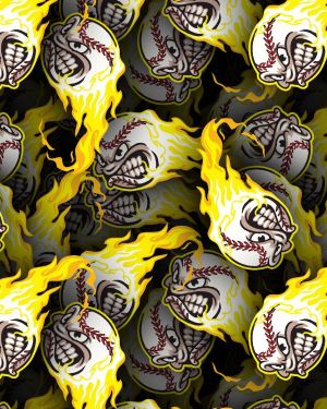 Flaming Baseball Mascot