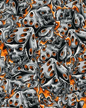 Flaming Dice Skulls 18