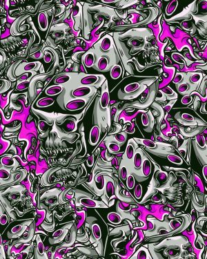 Flaming Dice Skulls 22