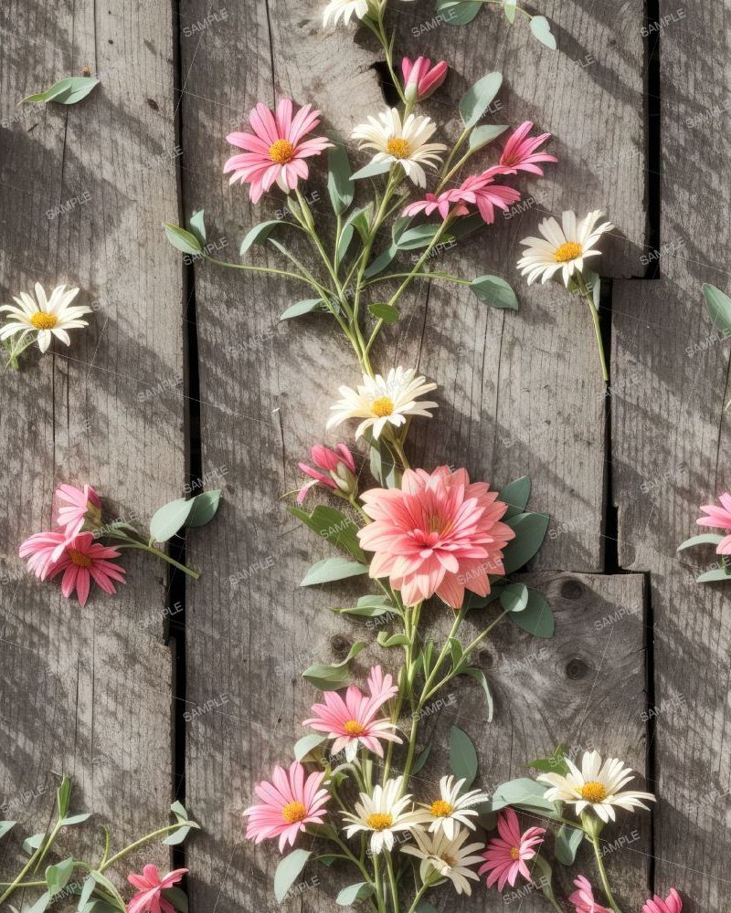 Flowers on Barnwood Floor