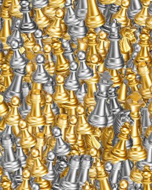 Gold and Silver Chess Pieces