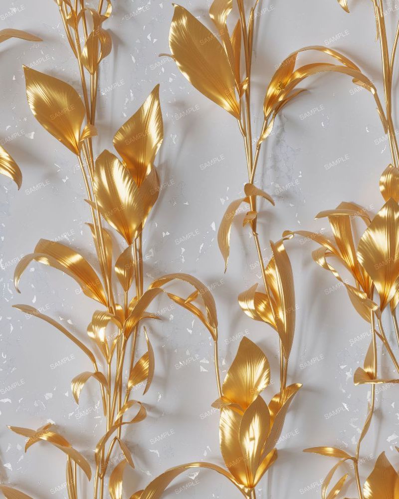 Golden Lilies on Silver Wallpaper