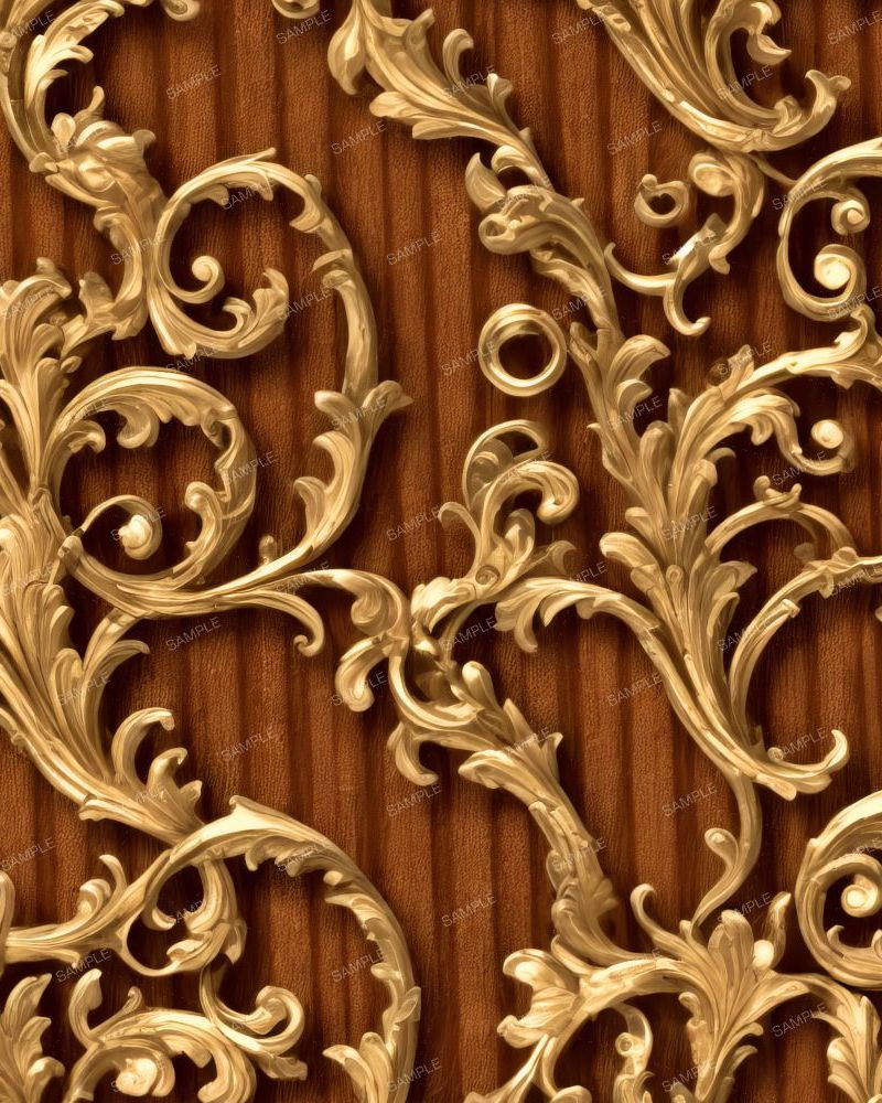 Golden Scrollwork on Mohogany