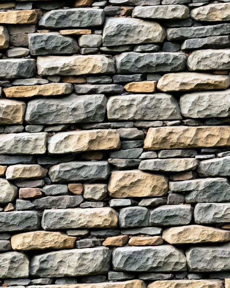 Gray Brown Dry Stacked Stone Wall