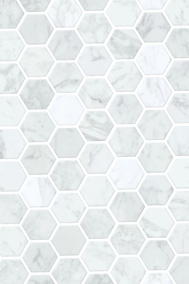 Hexagon Marble Tiles with Transparent Grout