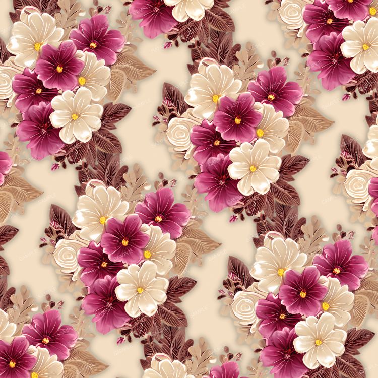 Ivory and Burgundy Vintage Flowers 42