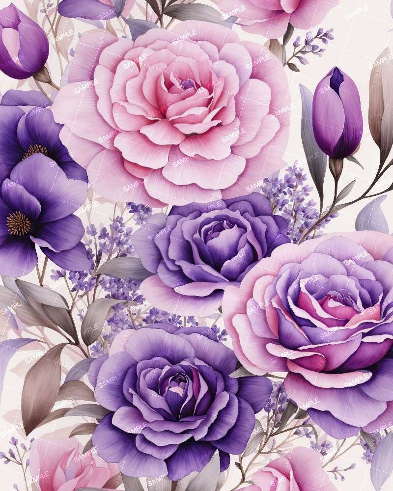 Lavender and Pink Watercolor Flowers 42