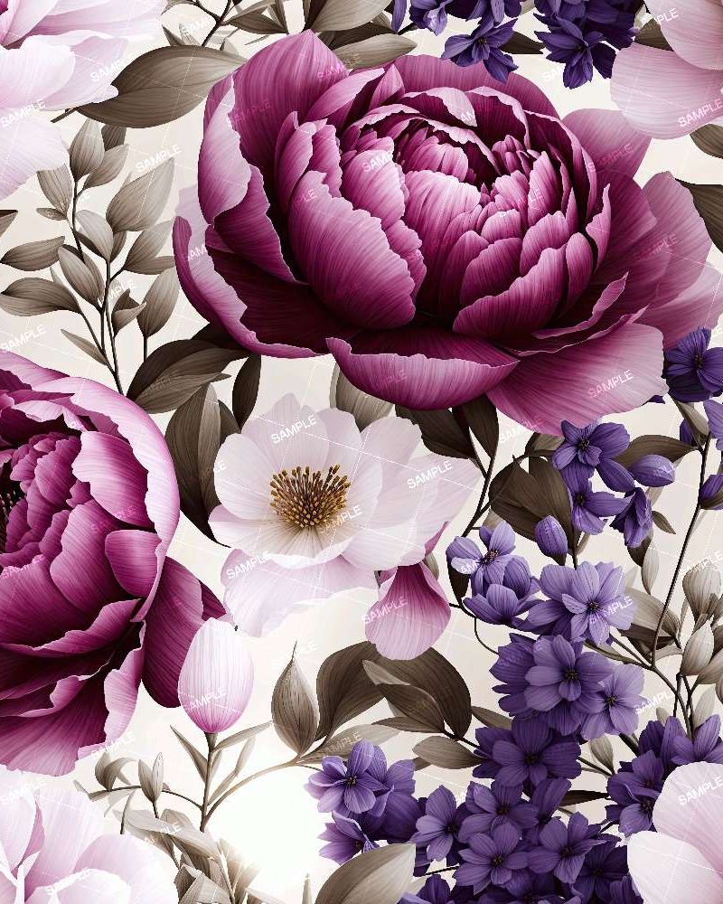 Lavender and Pink Watercolor Flowers 43