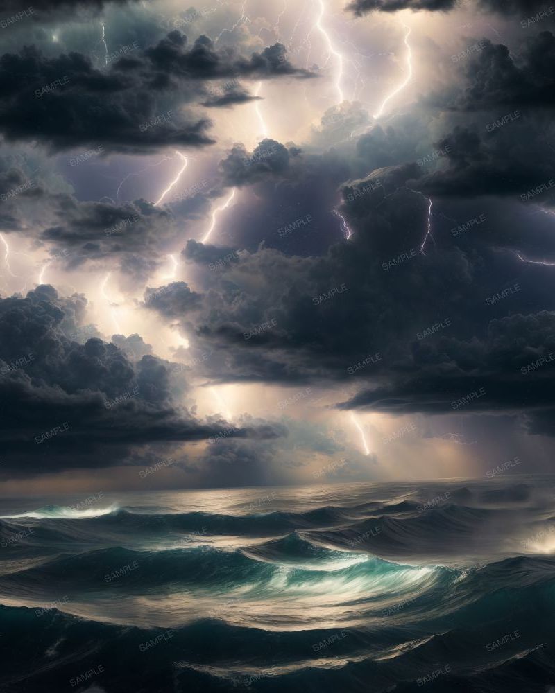 Lightning Storm at Sea