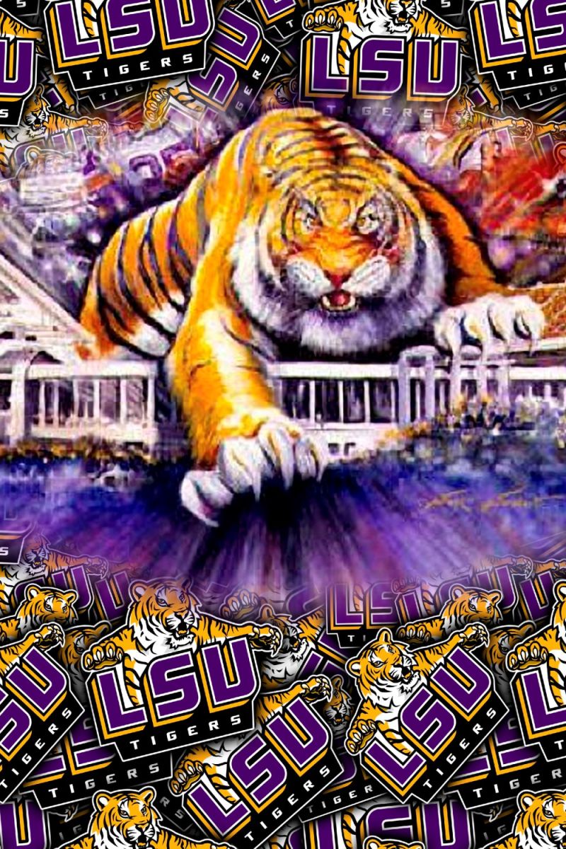 Louisiana State University Stadium & Logo 11×16