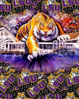 Louisiana State University Stadium & Logo 11×16
