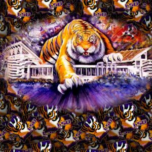 Louisiana State University Tiger on Stadium 11x16
