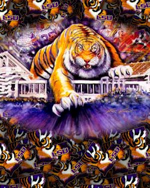Louisiana State University Tiger on Stadium 11×16