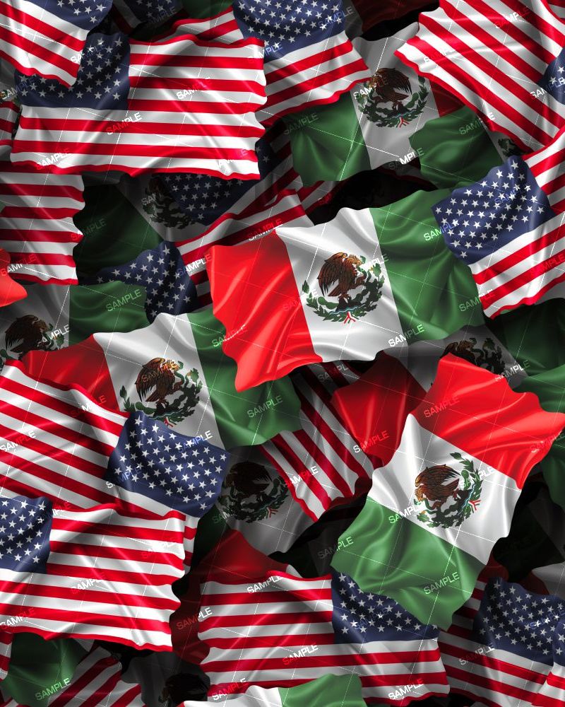 Mexico and US Flags
