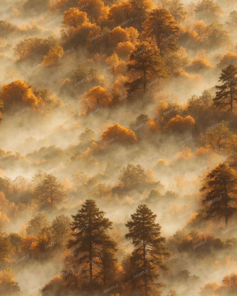 Mountain Forest on Autumn Morning