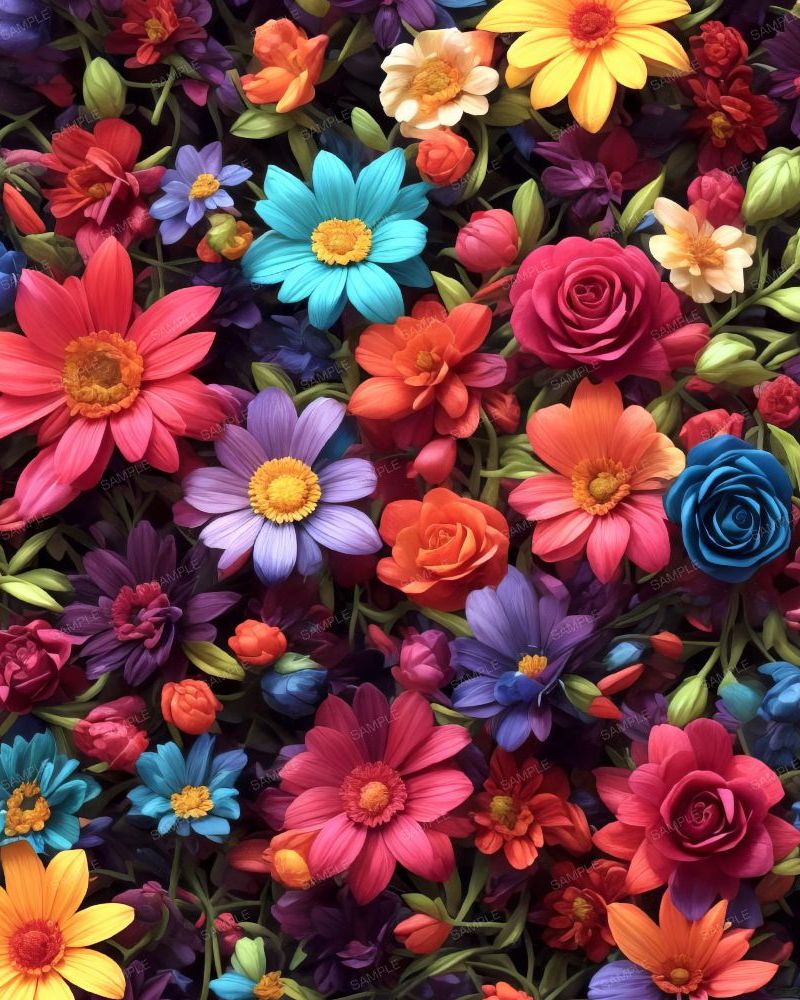 Neon 3D Flowers 42