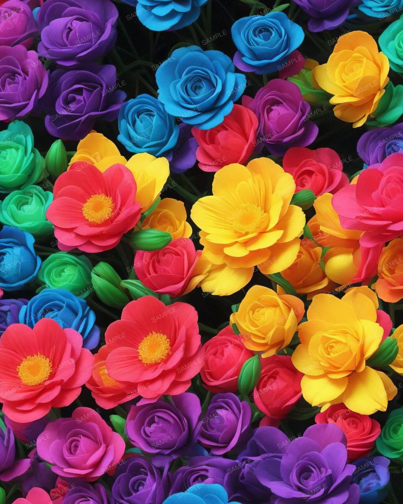 Neon 3D Flowers 43