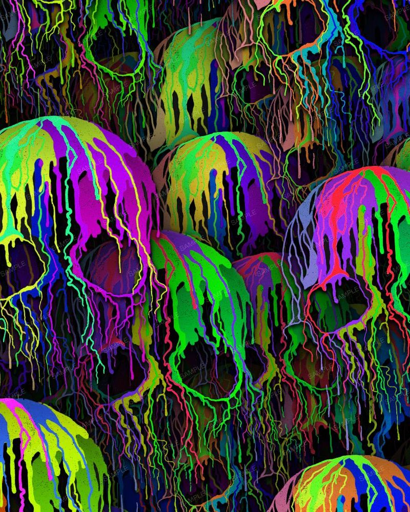 Neon Dripping Skulls 23