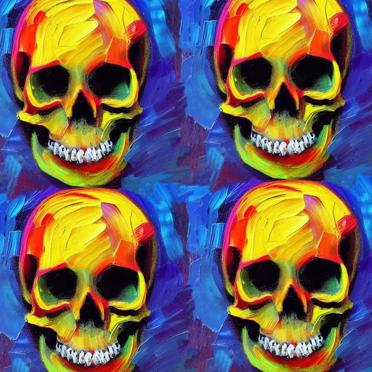 Painted Impressionist Skull