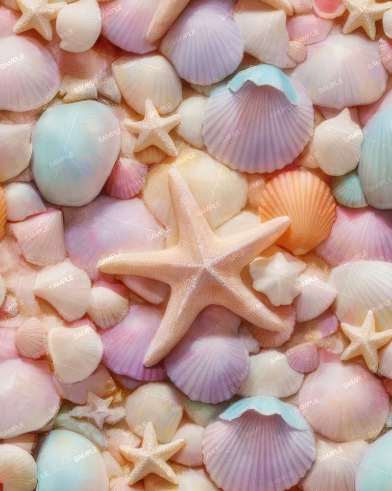 Pastel Starfish and Seashells