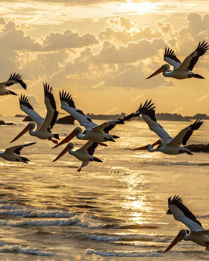 Pelicans at Dusk