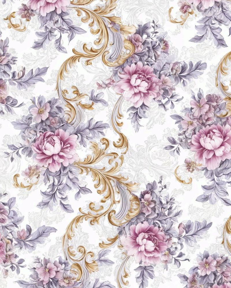 Peonies and Scrollwork