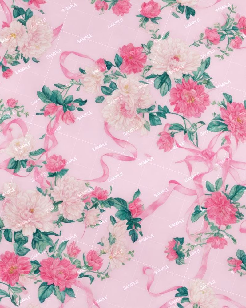 Pink Flowers and Ribbons