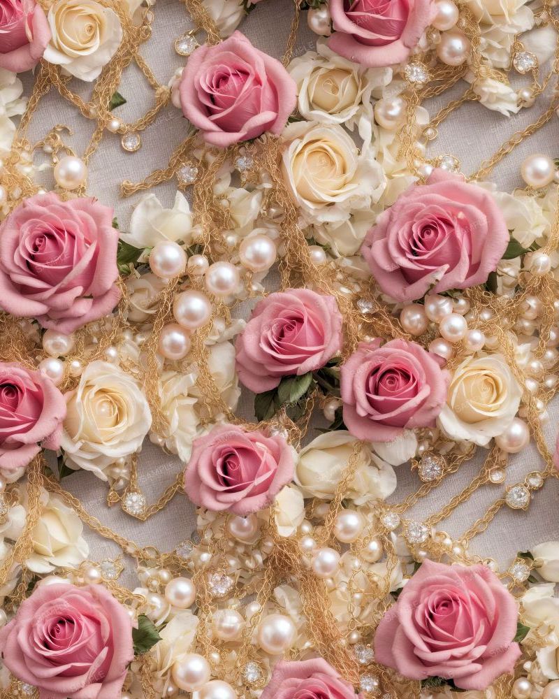 Pink Roses with Diamond Chains