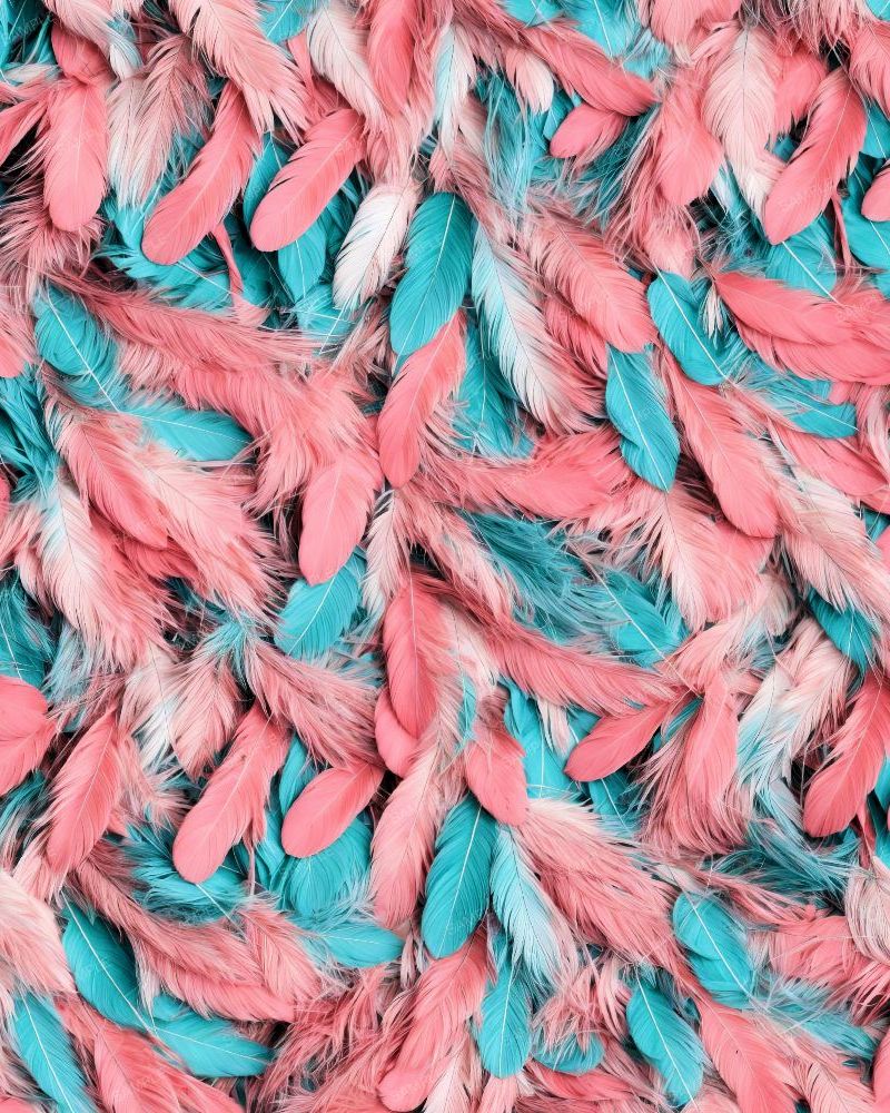 Pink and Cyan Feathers